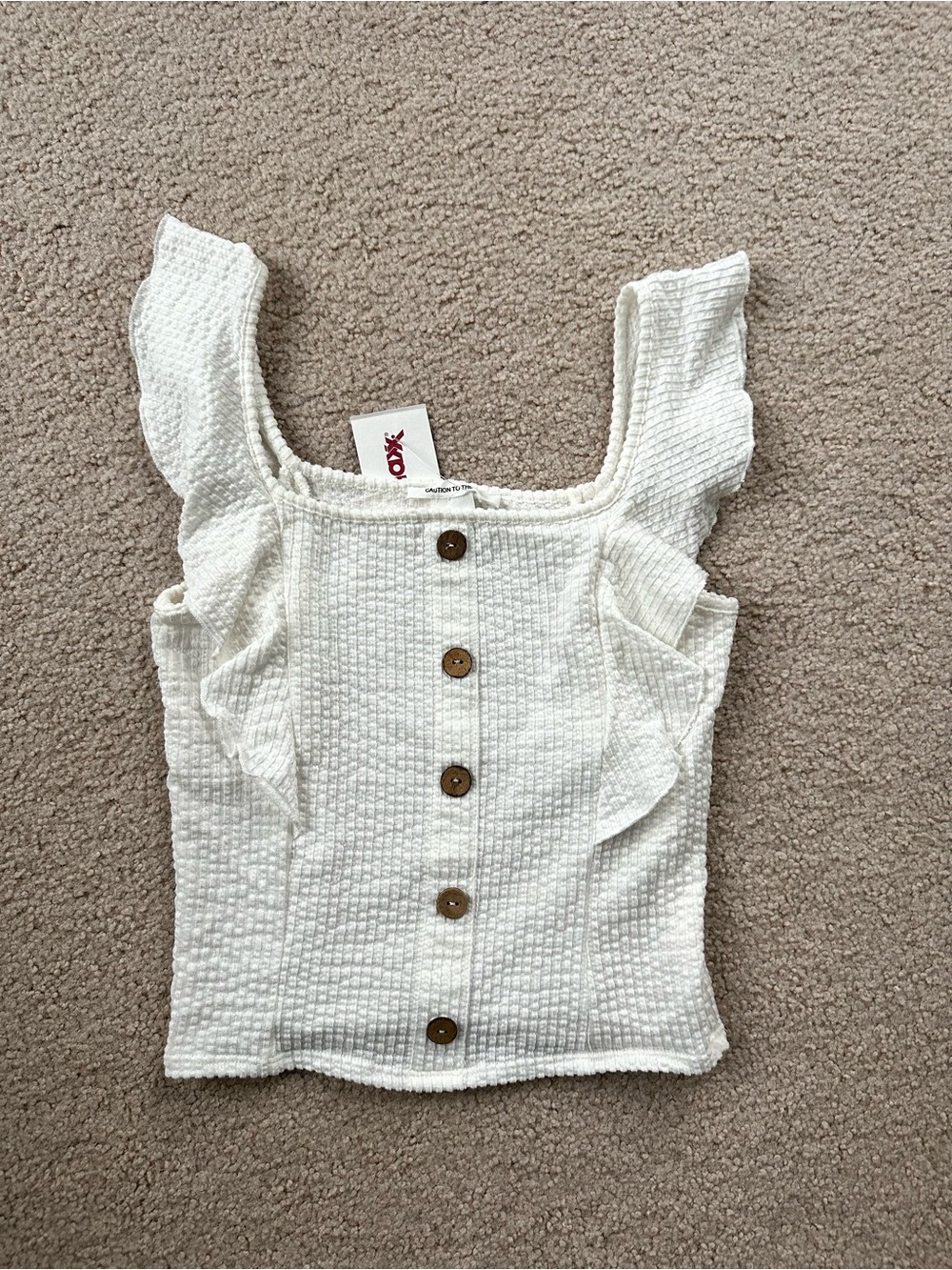 Caution to the Wind off White Button-Front Ruffle Tank